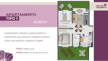 imagem 2 - Apartamento de 43m² com 02 quartos à venda - Bonfim Paulista imagem 2 - Apartamento de 43m² com 02 quartos à venda - Bonfim Paulista