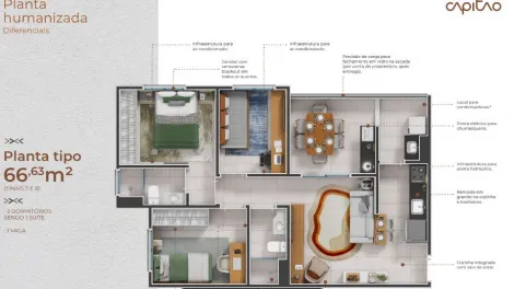 imagem 4 - Apartamento de 66m² com 03 quartos à venda - Campos Elíseos imagem 4 - Apartamento de 66m² com 03 quartos à venda - Campos Elíseos