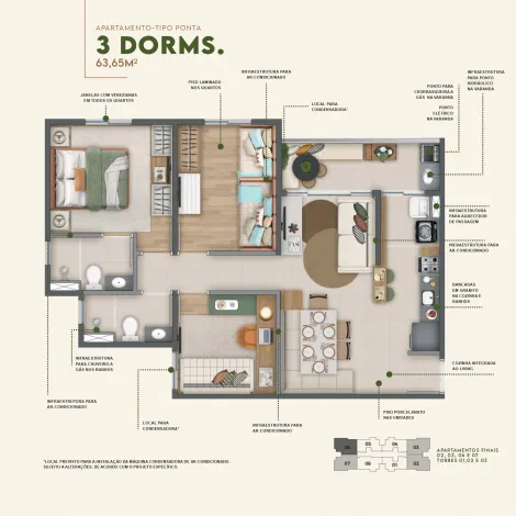 imagem 3 - Lançamento: Village Park - Apartamento de 63m² com 03 quartos à venda - Guaporés imagem 3 - Lançamento: Village Park - Apartamento de 63m² com 03 quartos à venda - Guaporés